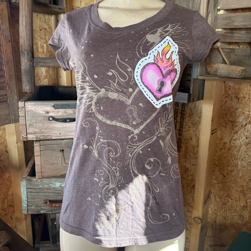 Vintage Self Esteem Brown Heart Graphic Tee